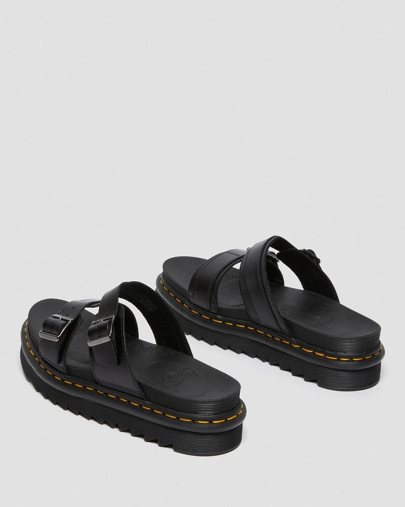 Sandalias Deslizantes Dr Martens Myles Brando Cuero Hebilla Hombre Negros | MX 170NWY